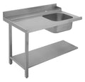 Zulauftisch mit Becken und Aufkantung für Korbtransportspülmaschine mit Eingang links 150x70x85