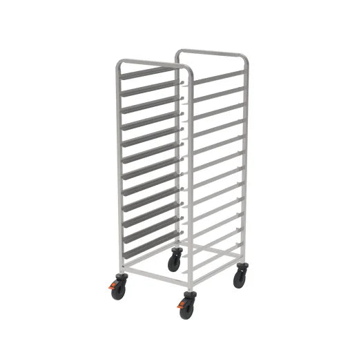 Rieber Tablett-Regalwagen 2/1 mit Abweiserrollen – extrabreite Schienen