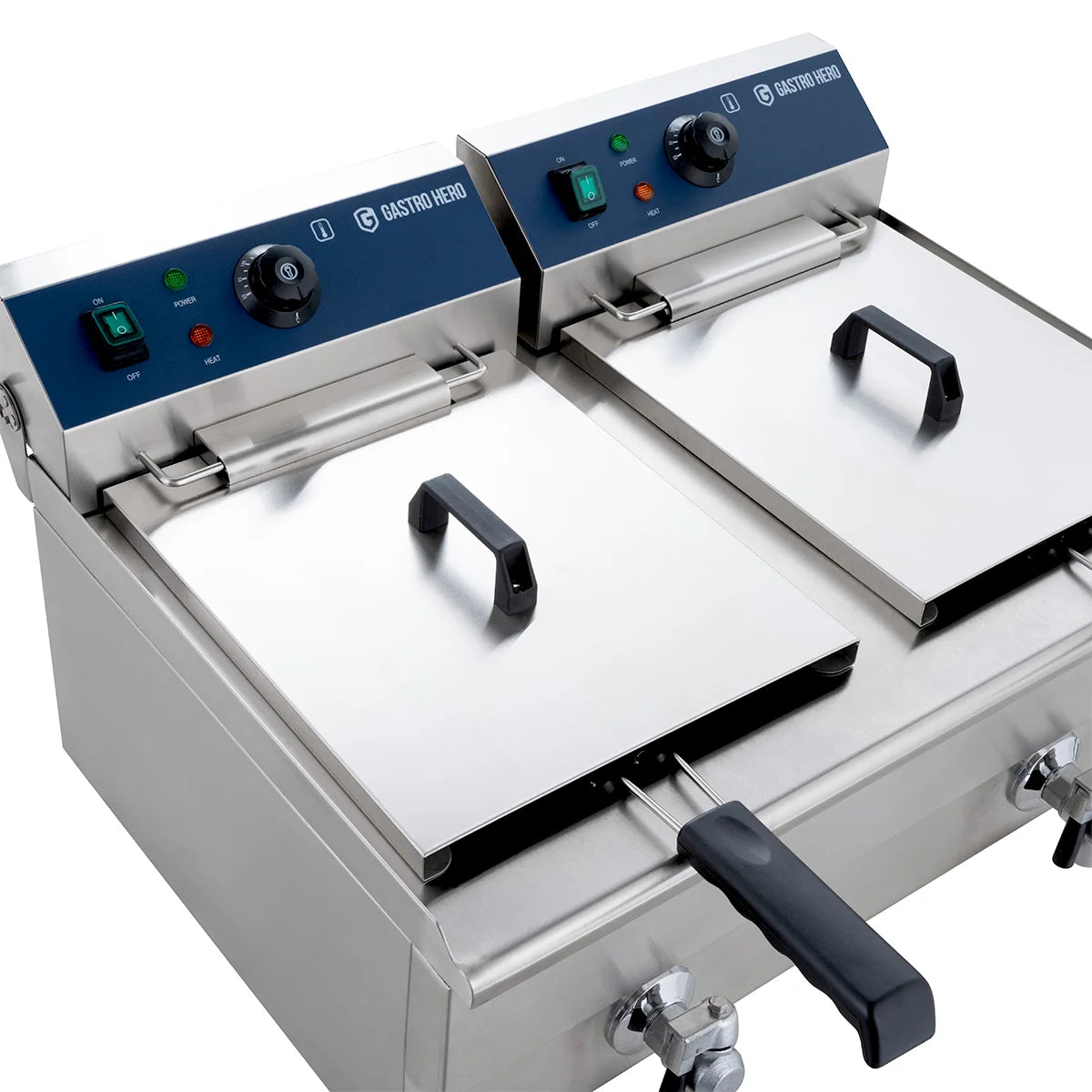 Elektro-Doppel-Fritteuse ECO 13+13 Liter mit Ablasshahn, 2x 5000 W, 400 V