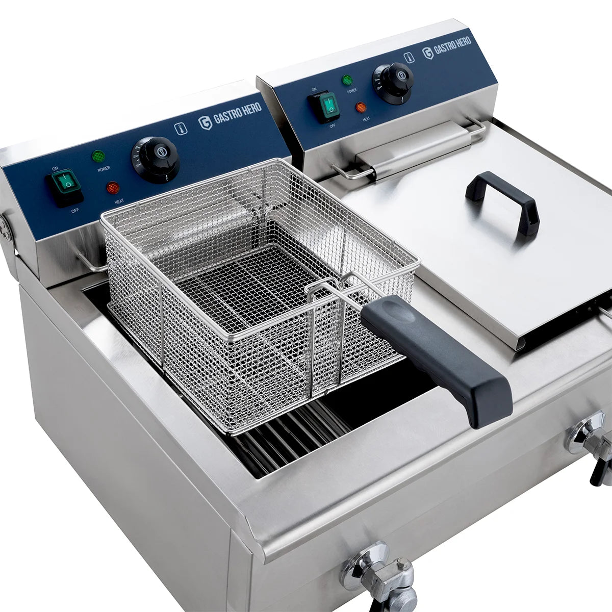 Elektro-Doppel-Fritteuse ECO 13+13 Liter mit Ablasshahn, 2x 5000 W, 400 V
