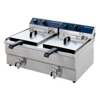Elektro-Doppel-Fritteuse ECO 13+13 Liter mit Ablasshahn, 2x 5000 W, 400 V