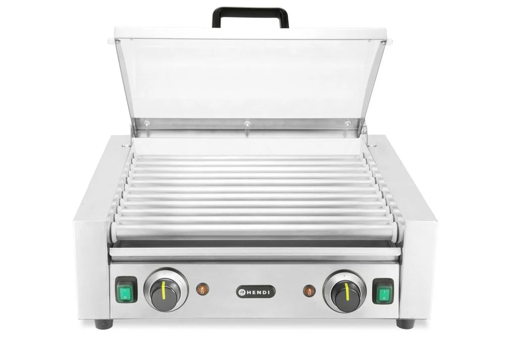 Rollengrill - 2 Zonen mit Energiesparabdeckung, HENDI, 11 Rollen, 220-240V/980W, 566x527x(H)259mm