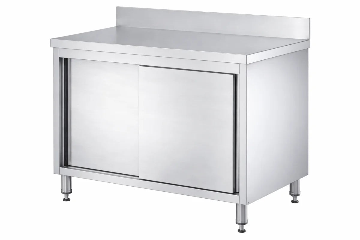Edelstahl Arbeitsschrank Basic 18x6 mit Aufkantung 100 mm