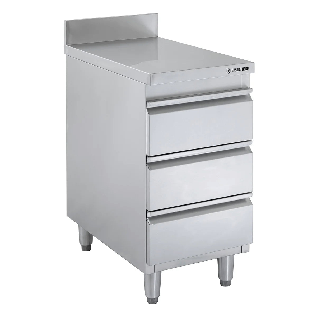 Edelstahl-Schubladenschrank BASIC 3er Einheit 700 mit Aufkantung, AISI 201