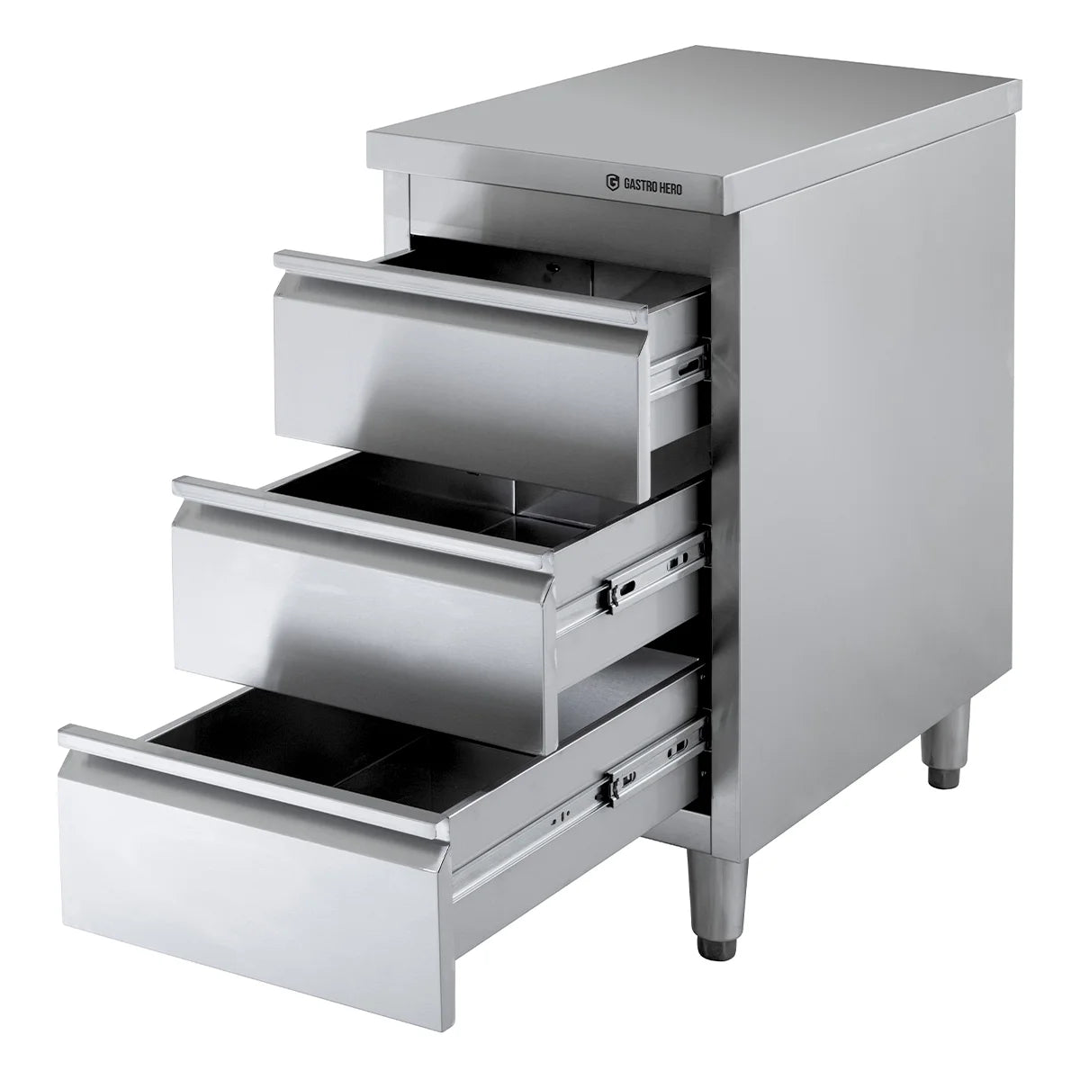 Edelstahl-Schubladenschrank BASIC 3er Einheit 600, AISI 201