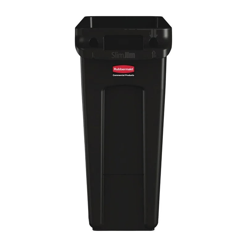 Rubbermaid Slim Jim Abfalleimer mit Entlüftungsschlitzen schwarz 60L