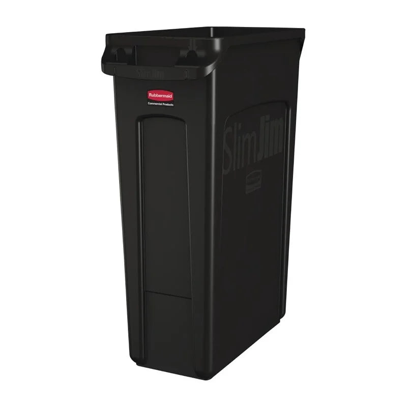 Rubbermaid Slim Jim Abfalleimer mit Entlüftungsschlitzen schwarz 87L