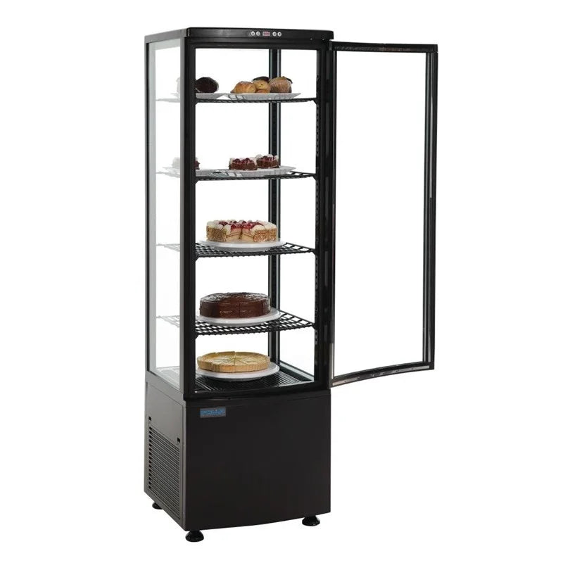 Polar C-Serie Standkühlvitrine 235 Liter mit gebogener Tür, schwarz