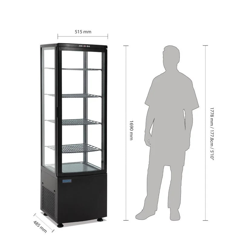 Polar C-Serie Standkühlvitrine 235 Liter mit gebogener Tür, schwarz