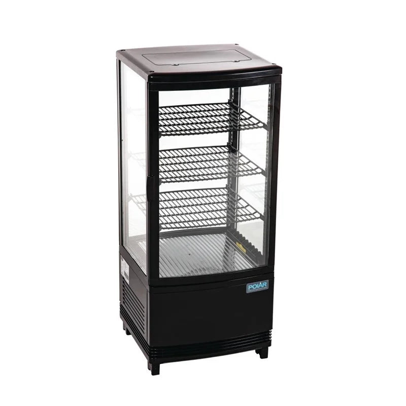 Polar C-Serie Tischkühlvitrine 86 Liter mit gebogener Tür, schwarz