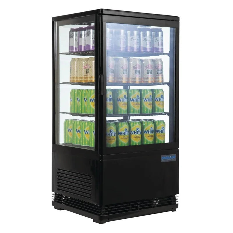 Polar C-Serie Tischkühlvitrine 68 Liter mit gebogener Tür, schwarz
