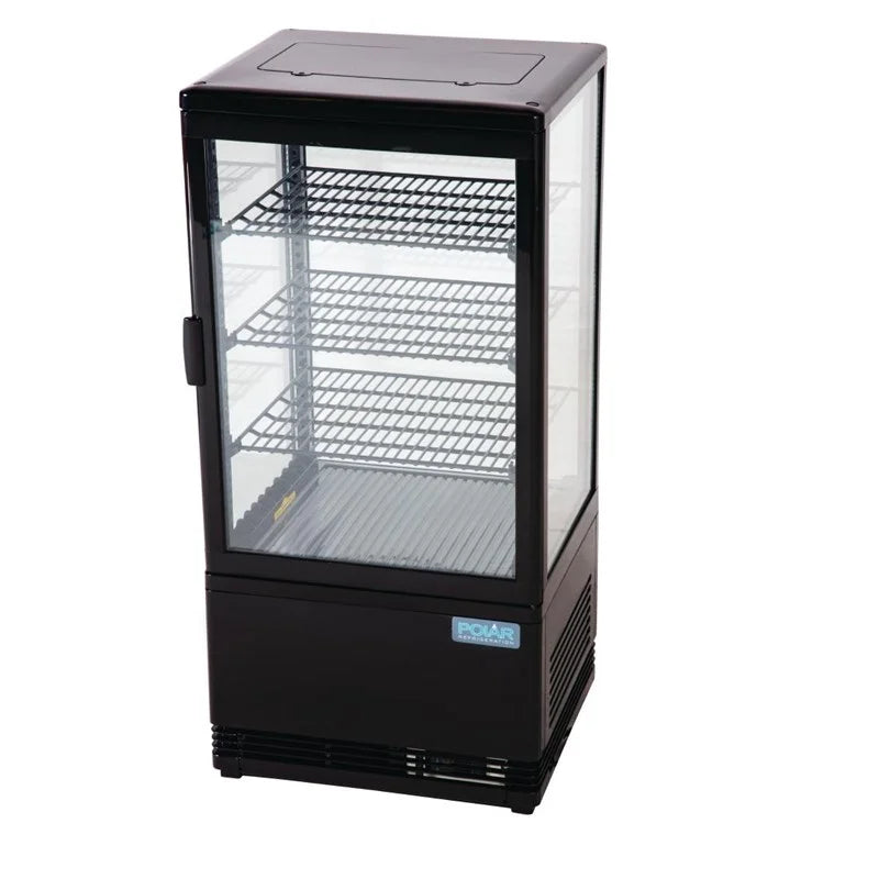 Polar C-Serie Tischkühlvitrine 68 Liter mit gebogener Tür, schwarz