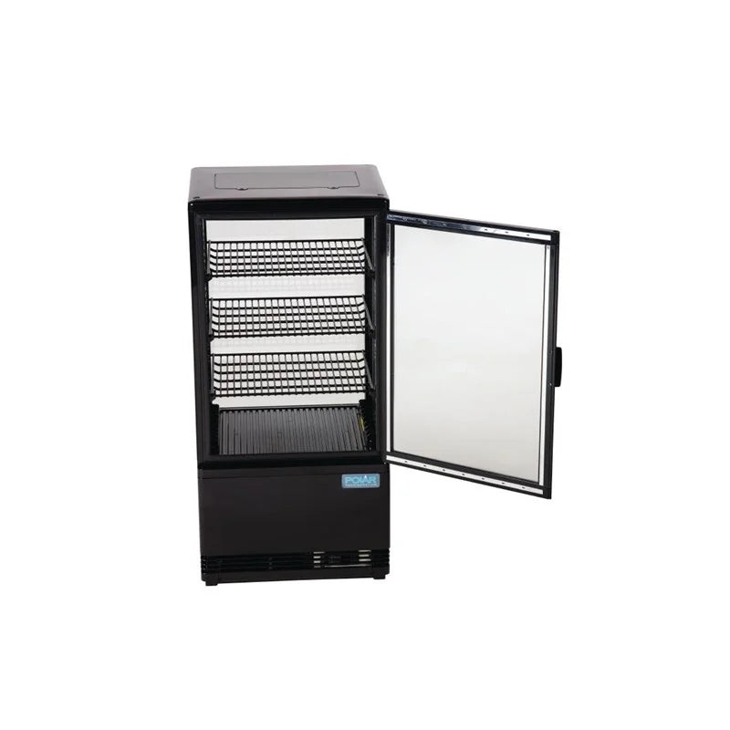 Polar C-Serie Tischkühlvitrine 68 Liter mit gebogener Tür, schwarz