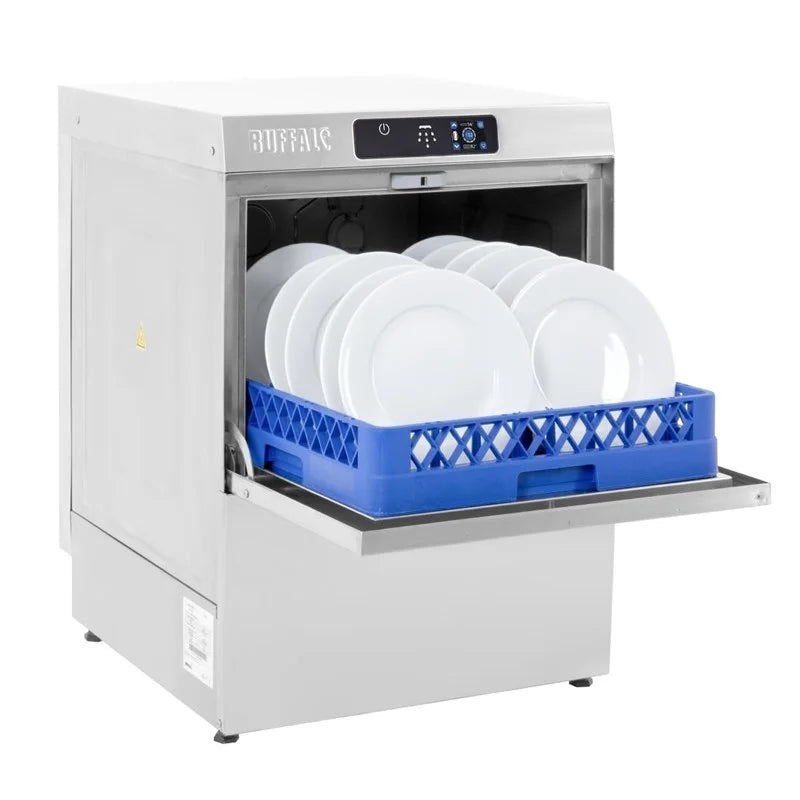 Buffalo Digitale Untertischspülmaschine mit Ablaufpumpe 500mm Korb 5,5 kW Dreiphasenanschluss