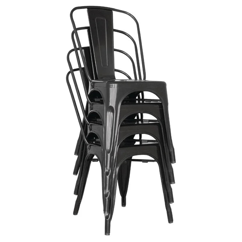 Bolero Bistro Stahl Beistellstühle Schwarz (4 Stück)