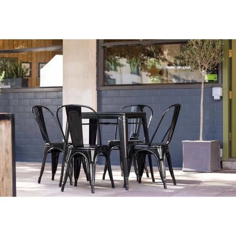 Bolero Bistro Stahl Beistellstühle Schwarz (4 Stück)