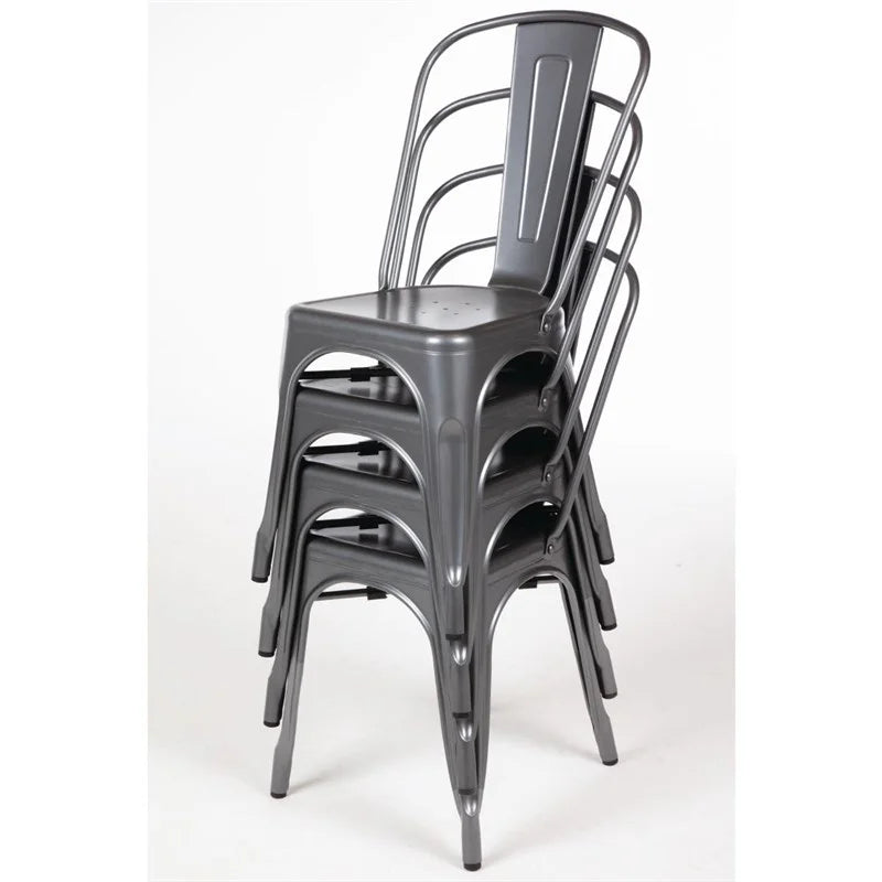 Bolero Bistro Stahl Beistellstühle Gun Metal Grau (4 Stück)