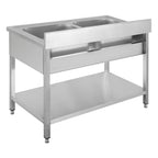 Spültisch Basic 12x6 mit 2 Becken, Aufkantung und Grundboden