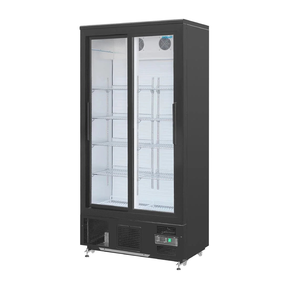 Getränkekühlschrank Polar 490 schwarz - mit 2 Schiebetüren