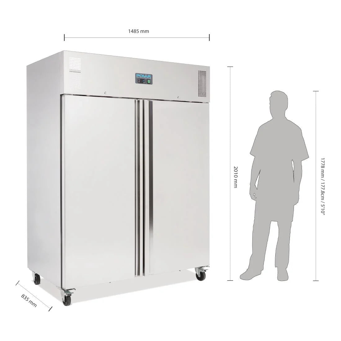 Polar Edelstahl-Kühlschrank 1300 Liter