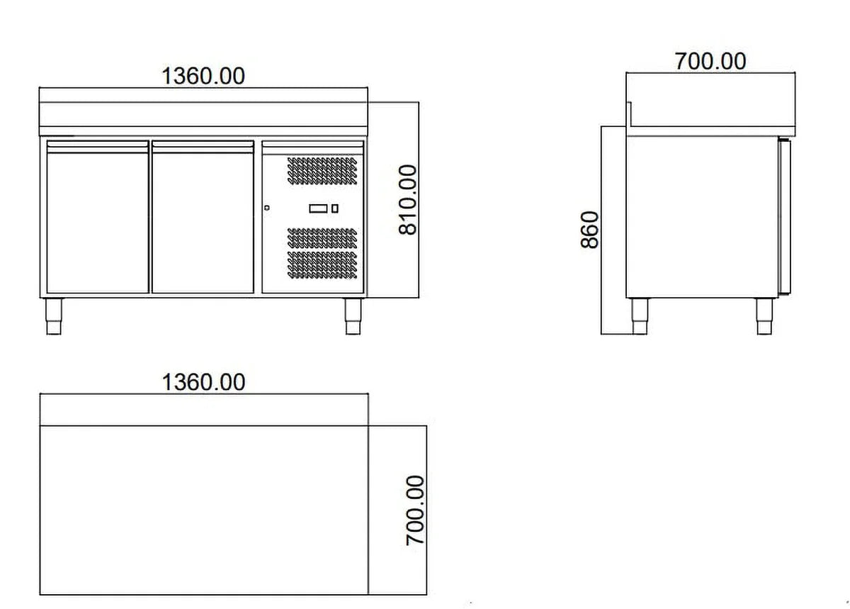 Tiefkühltisch ECO 2/0 mit Aufkantung - GN 1/1