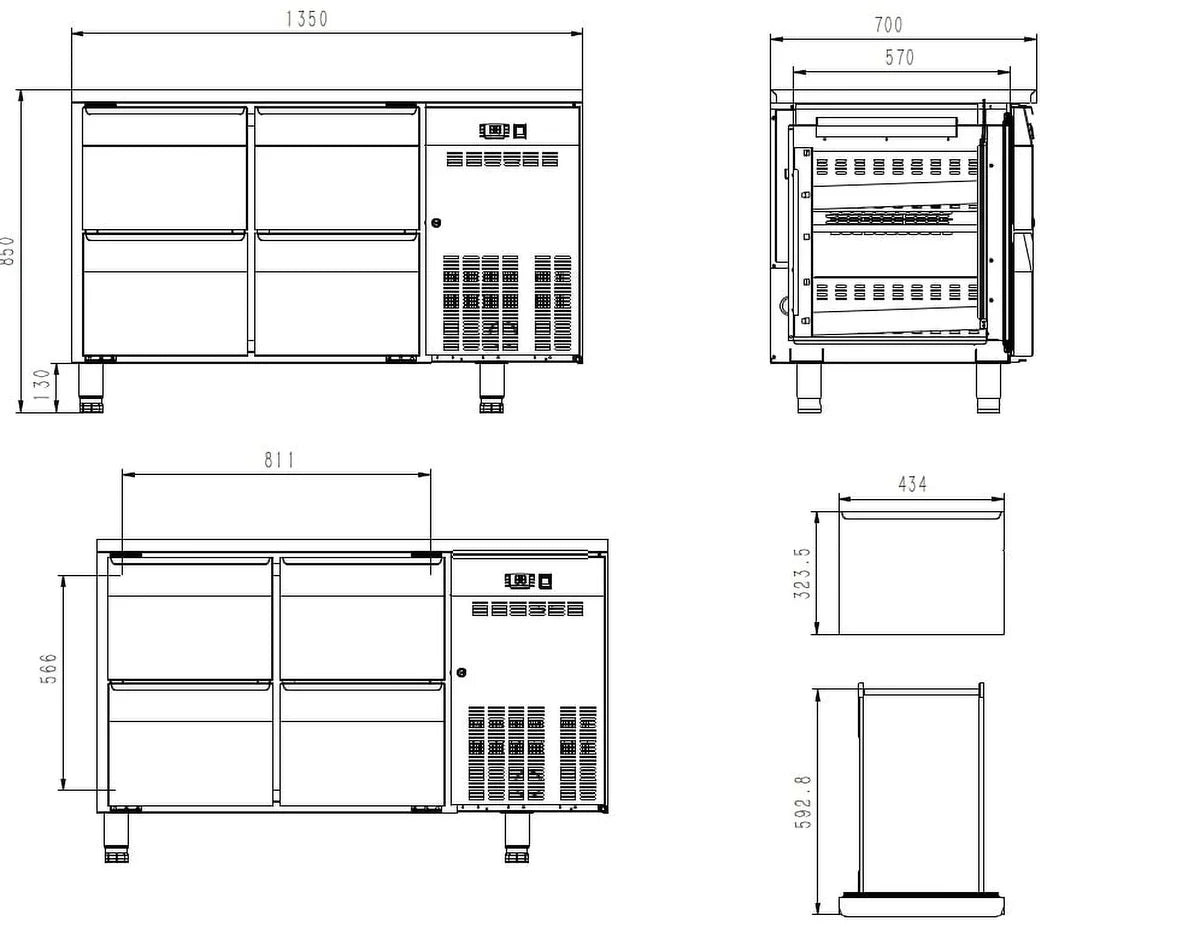 Kühltisch ECO 0/4 - GN 1/1