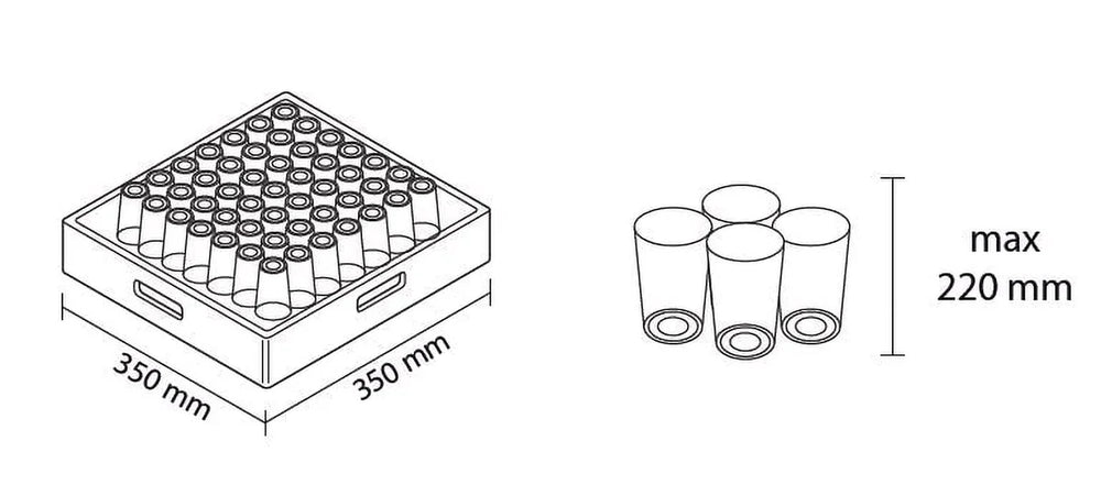 Gläserspülmaschine ECO 35x35 cm Korbmaß, mit Klarspüldosierer, Made in Europe, 230 Volt
