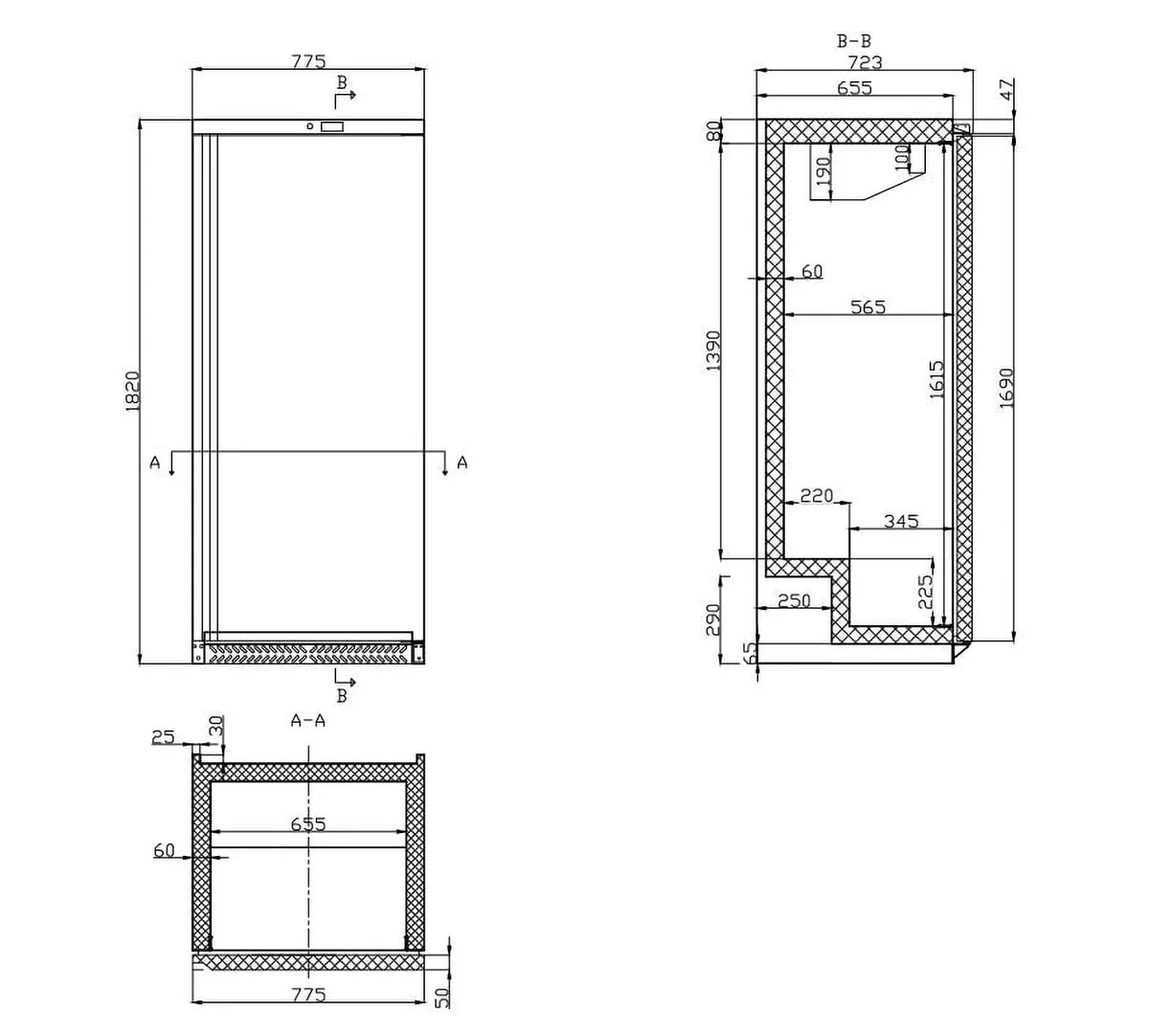 Lagertiefkühlschrank ECO 590 Liter Kühlvolumen, mit 1 Tür, abschließbar, weiß