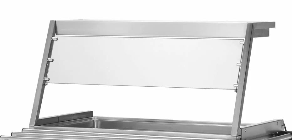Aufsatz mit Beleuchtung und Hustenschutz für Bain-Marie Wagen PROFI 4x GN 1/1 mit separaten Becken