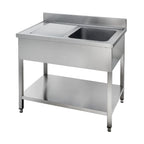 Spültisch Basic 12x6 mit 1 Becken rechts, Aufkantung und Grundboden