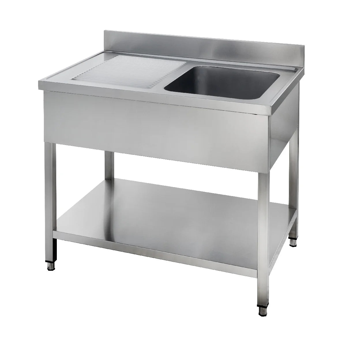 Spültisch Basic 12x6 mit 1 Becken rechts, Aufkantung und Grundboden