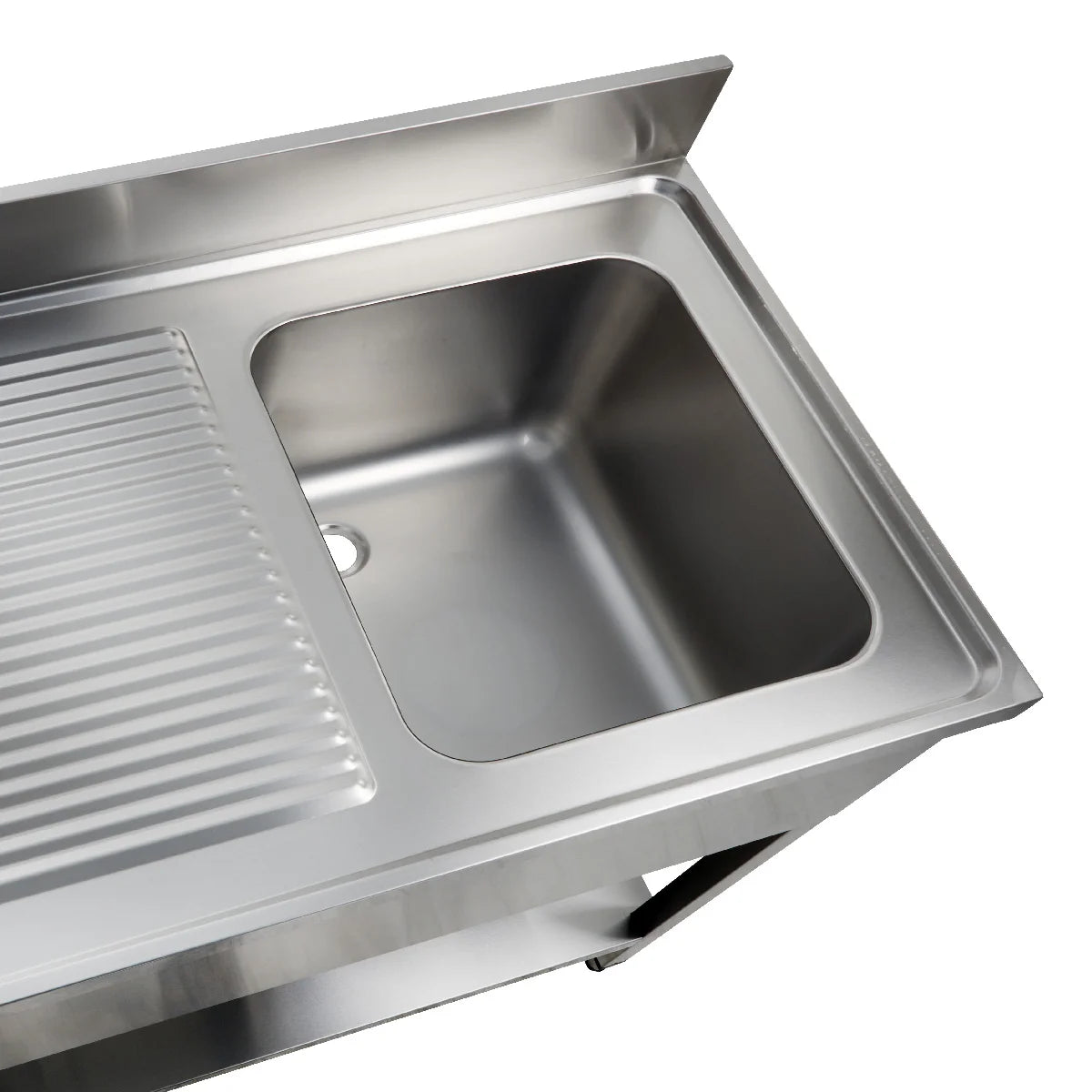 Spültisch Basic 12x6 mit 1 Becken rechts, Aufkantung und Grundboden