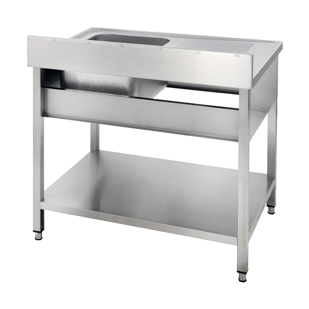 Spültisch Basic 12x6 mit 1 Becken rechts, Aufkantung und Grundboden