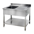 Spültisch Basic 12x6 mit 1 Becken links, Aufkantung und Grundboden