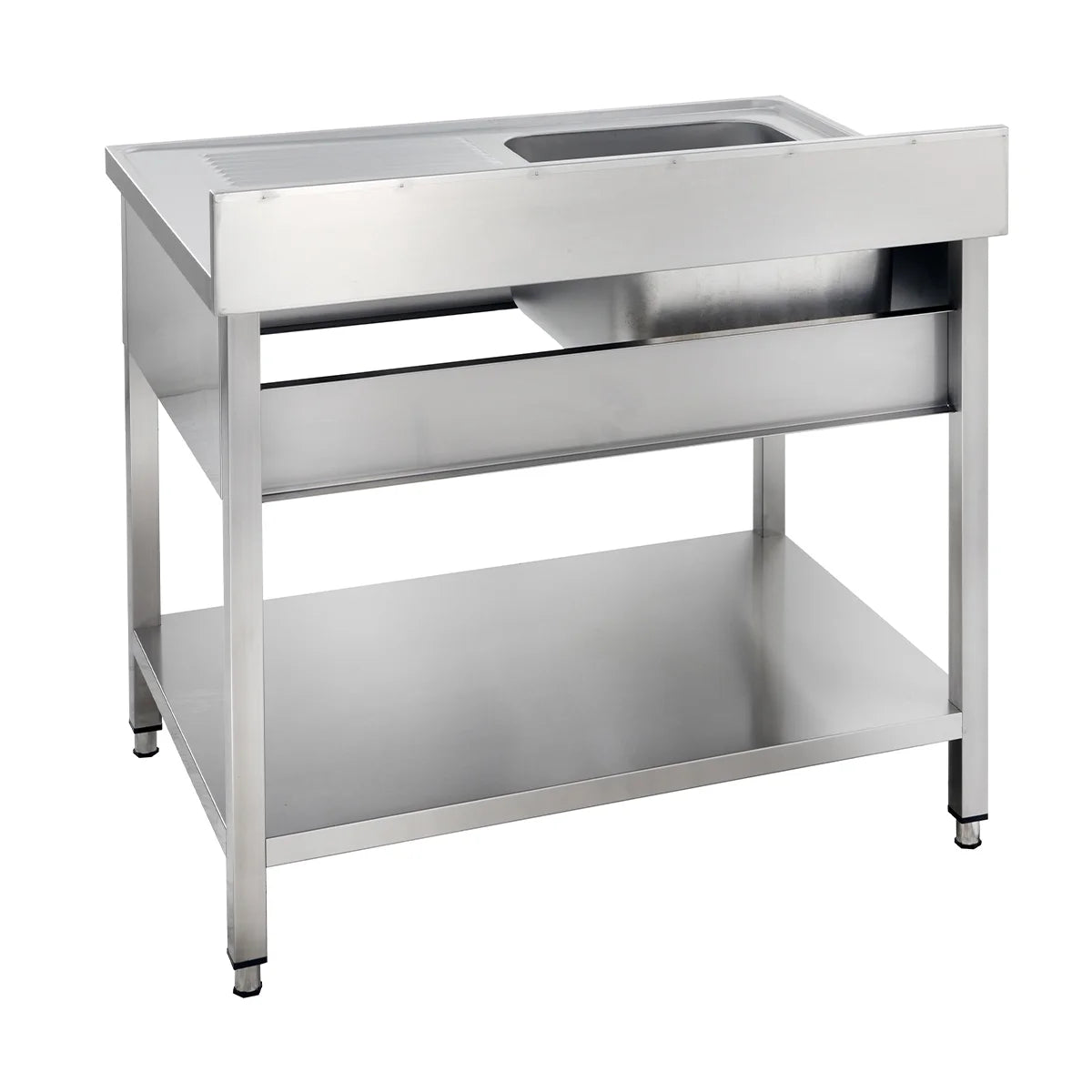 Spültisch Basic 12x6 mit 1 Becken links, Aufkantung und Grundboden