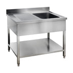 Spültisch Basic 12x6 mit 1 Becken rechts, Aufkantung und Grundboden