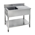 Spültisch Basic 12x7 mit 1 Becken links, Aufkantung und Grundboden