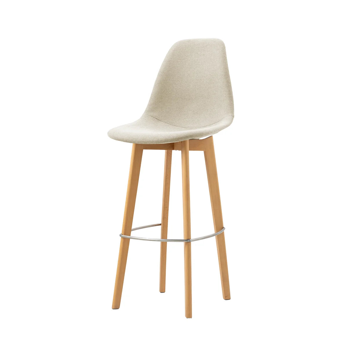 FEROS Keeve stapelbarer Barstuhl gepolstert - Holz / Beige