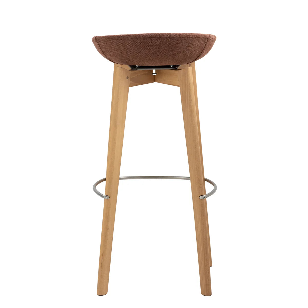 FEROS Keeve stapelbarer Barstuhl - niedrige Sitzschale, gepolstert - Holz / Rotbraun