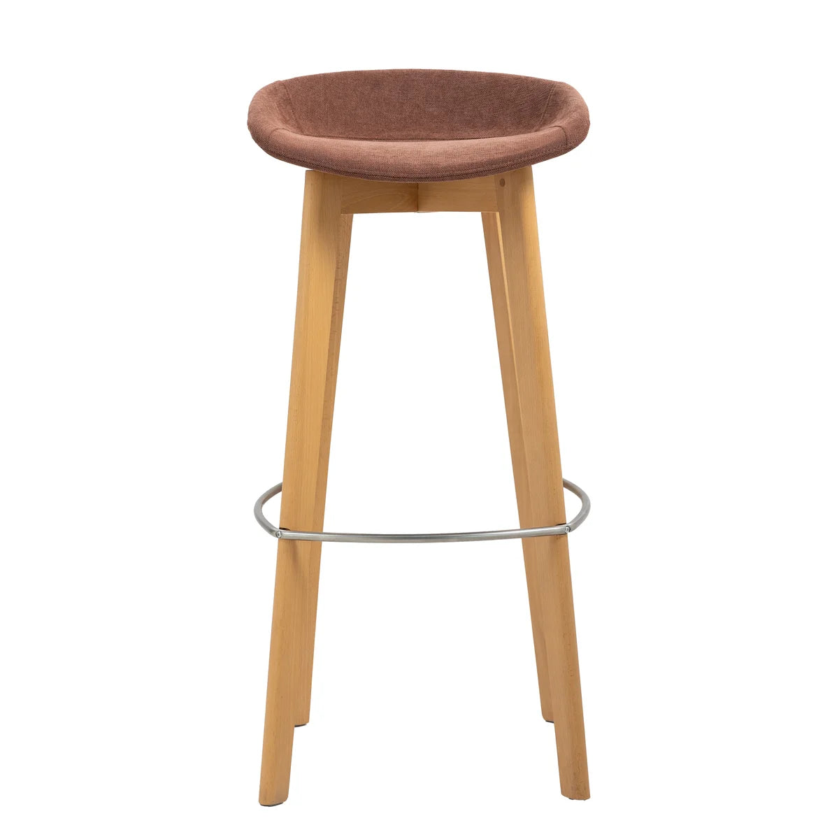 FEROS Keeve stapelbarer Barstuhl - niedrige Sitzschale, gepolstert - Holz / Rotbraun