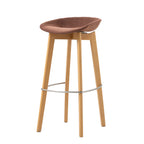 FEROS Keeve stapelbarer Barstuhl - niedrige Sitzschale, gepolstert - Holz / Rotbraun