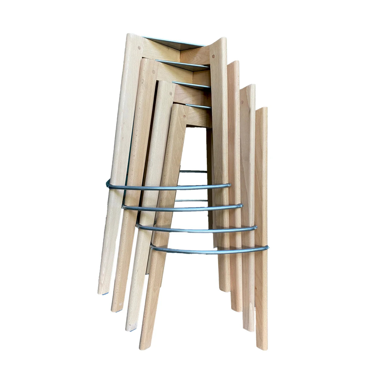 FEROS Keeve stapelbarer Barstuhl gepolstert - Holz / Beige
