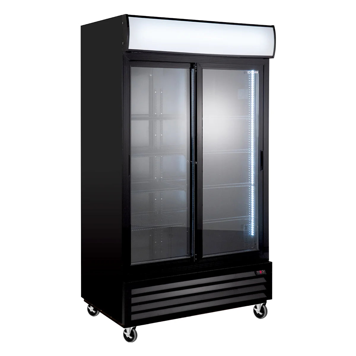 Getränkekühlschrank ECO 1000 mit Schiebetüren und Leuchtaufsatz