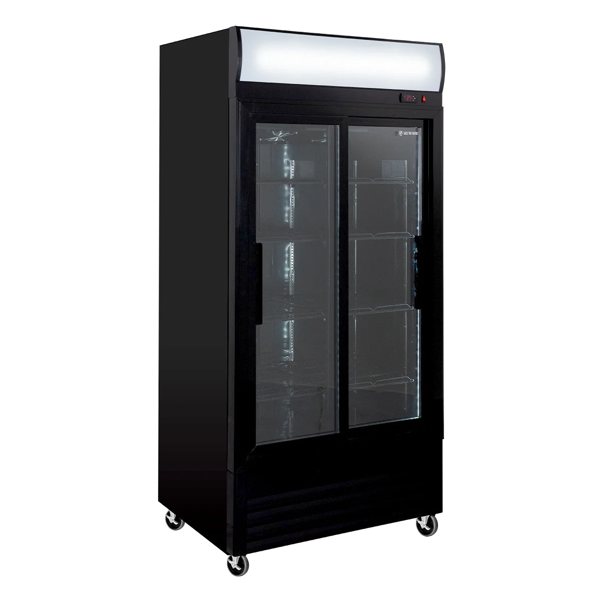 Getränkekühlschrank ECO 630 mit Leuchtaufsatz und Schiebetüren