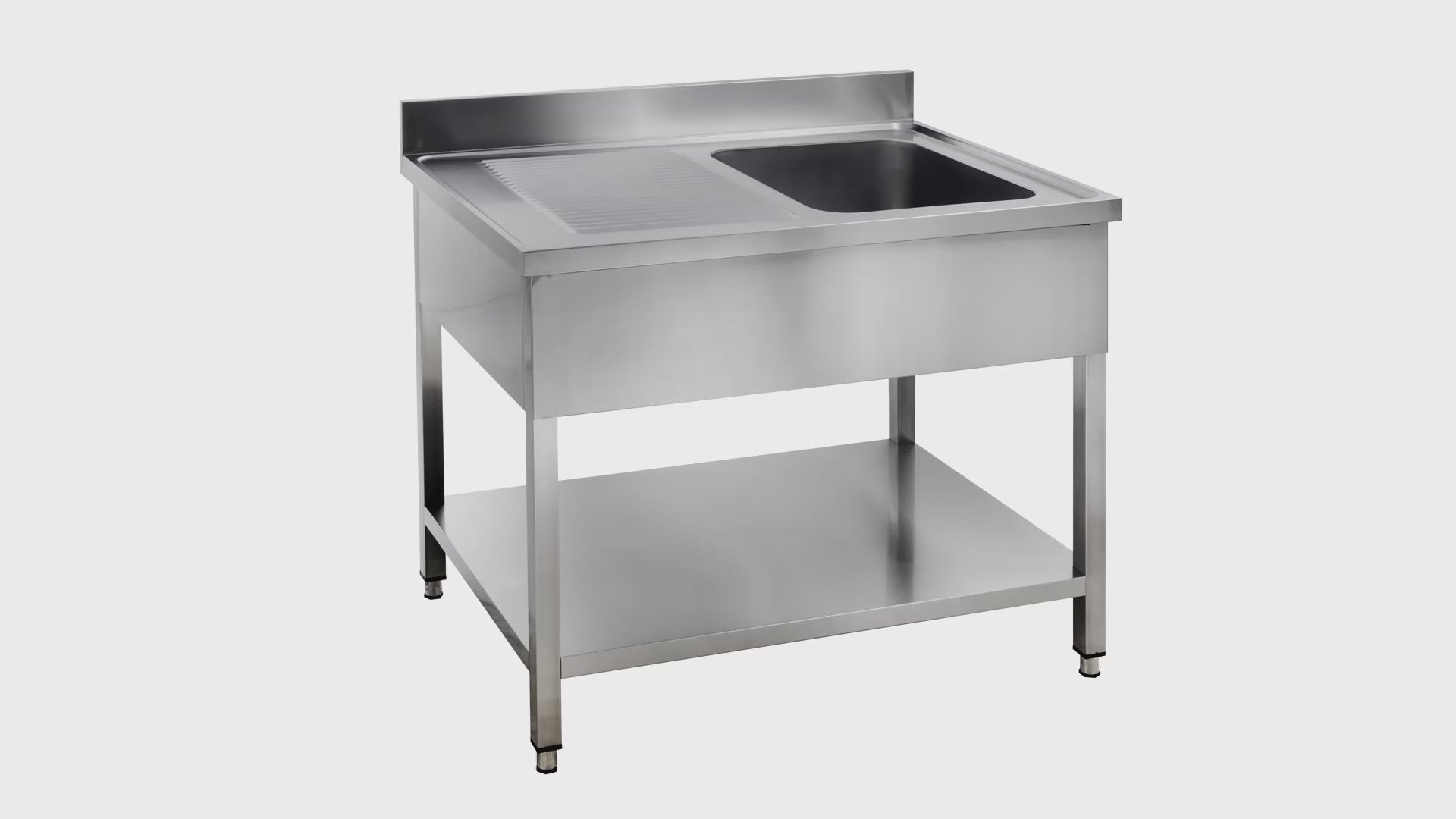 Spültisch Basic 10x7 mit 1 Becken rechts, Aufkantung und Grundboden