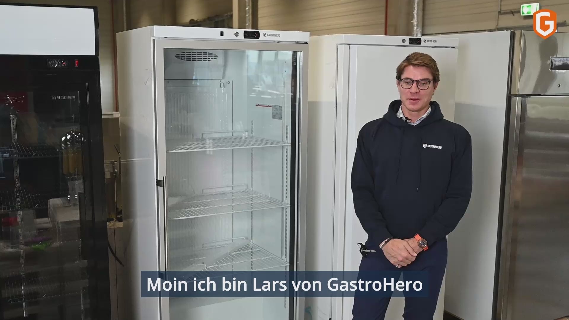 Lagerkühlschrank ECO 590 Liter Kühlvolumen, mit 1 Glastür, abschließbar, LED, weiß