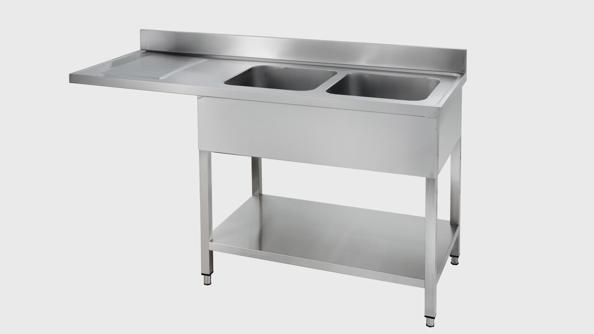 Spülzentrum Basic 16x6 mit 2 Becken rechts, Aufkantung und Grundboden