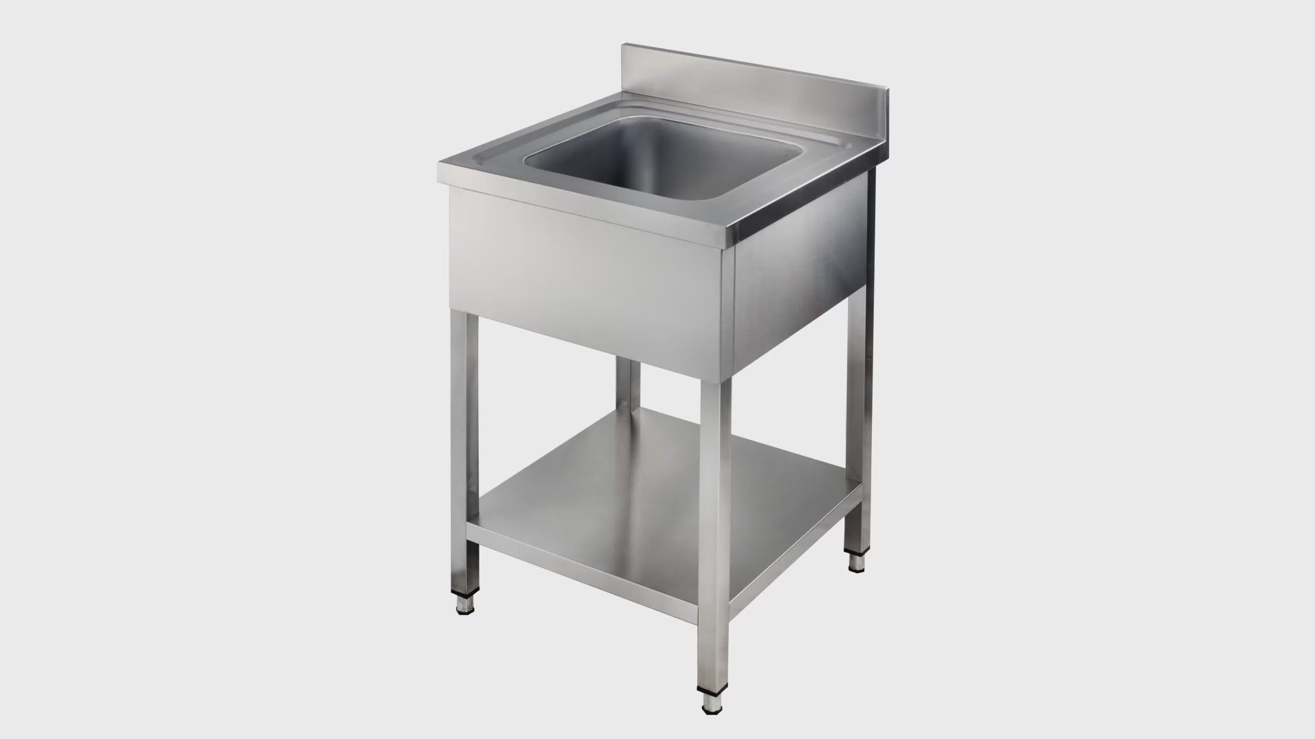 Spültisch Basic 6x6 mit 1 Becken, Aufkantung und Grundboden