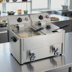 Elektro-Doppel-Fritteuse ECO 10+10 Liter mit Ablasshahn
