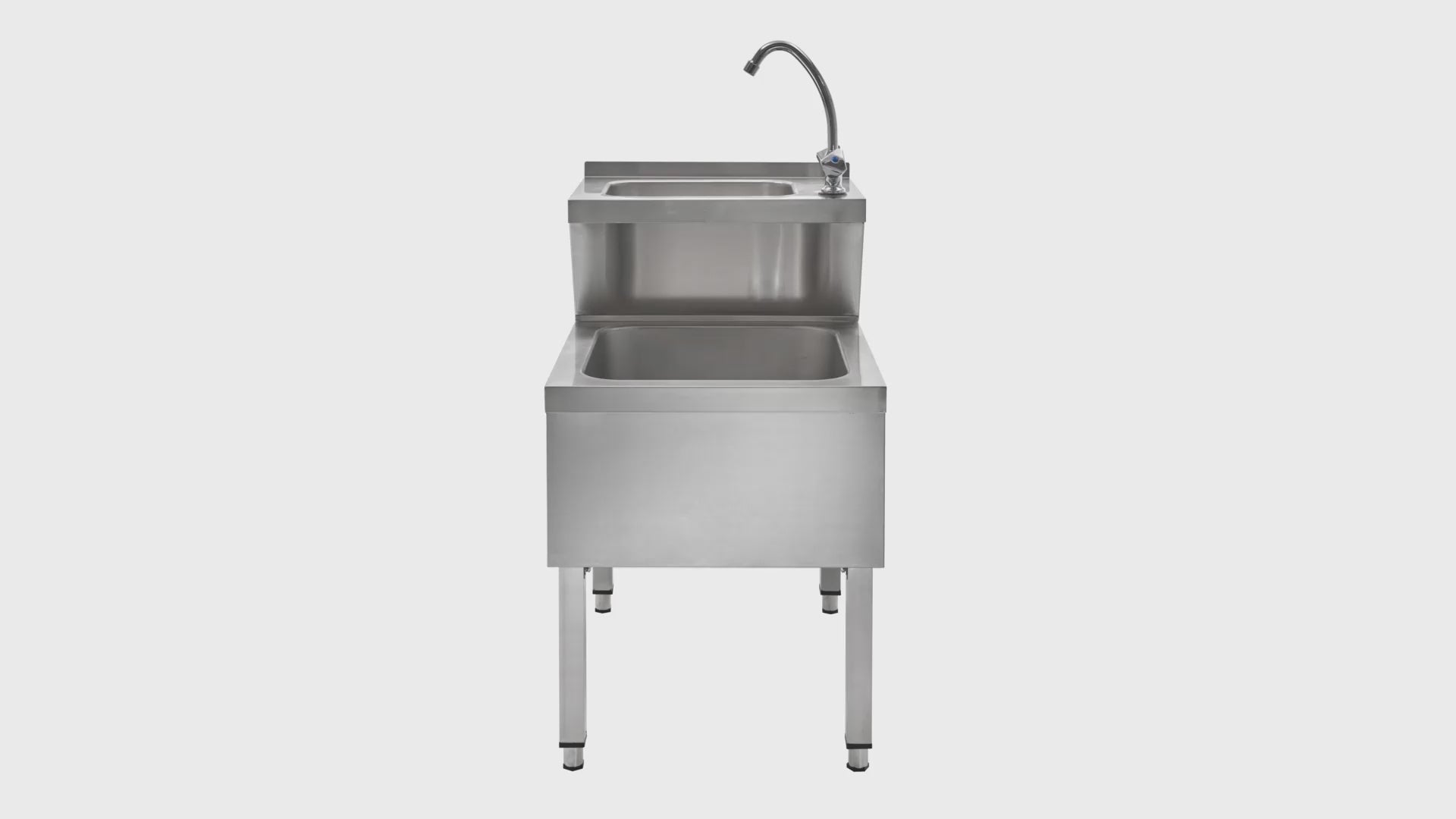 Handwasch-Ausgussbeckenkombination Basic 1, Kalt- und Warmwasserhahn